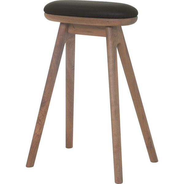 コッぺハイスツール53cm ウォールナット材 オイル仕上げ 皮革張り