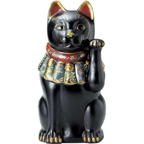 瀬戸焼 招き猫 古色大正猫（特大）黒（厄除け） （1個入）（直送品