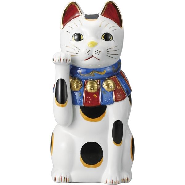 瀬戸焼 招き猫 赤絵ブチ猫 大（右） （1個入）（直送品） - アスクル
