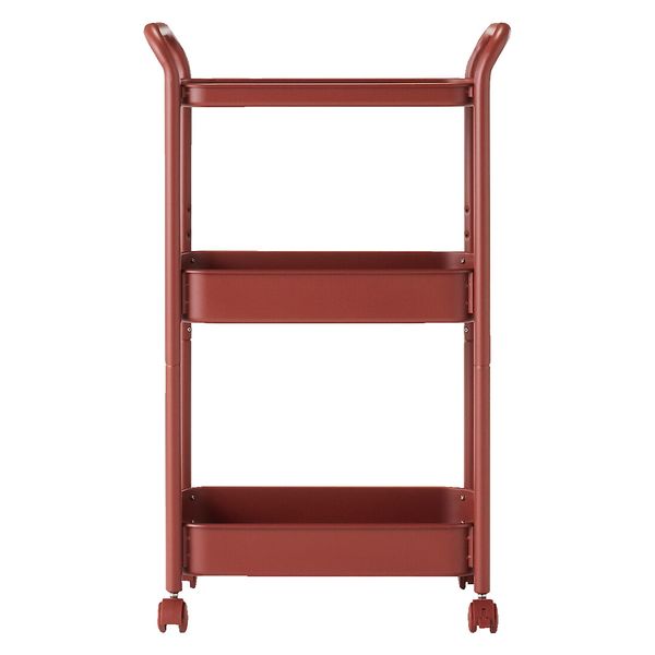 無印良品 スチールパイプワゴンラック エンジ 3段 良品計画 - アスクル