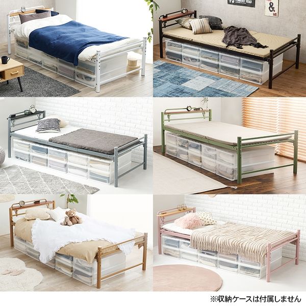 軒先渡し】萩原 宮棚付きシングルロングベッド 幅1000×奥行2320×高さ