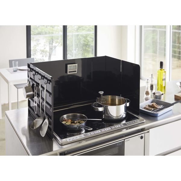 tower（タワー） 伸縮レンジガード ブラック 1個 山崎実業 【送料無料