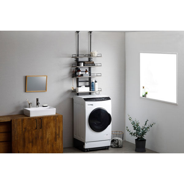 アイリスオーヤマ ランドリーラック 突っ張り ラック 4段 洗濯機ラック