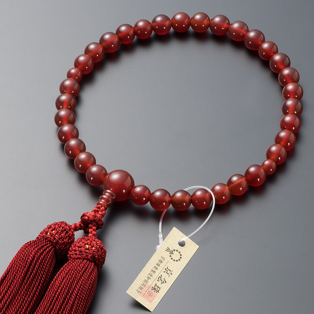 大特価京念珠◇女性用数珠 瑪瑙(メノウ) 8mm玉【数珠袋付き】 | 滝田商店