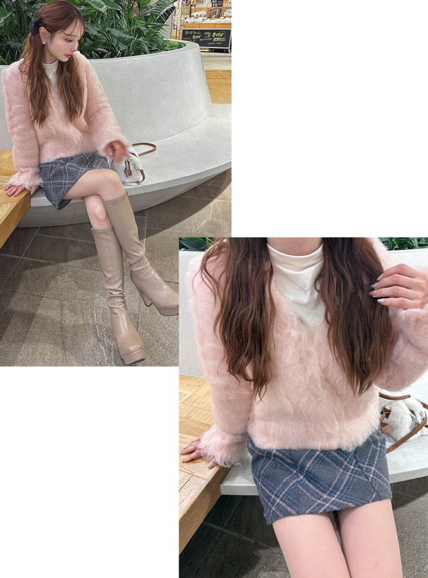 シャギーニットショート丈カーディガン[an1696] | レディース