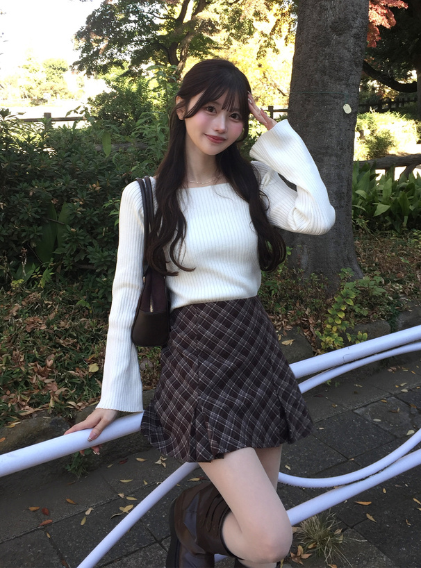 インパン裏地付きチェック柄ミニスカート[ai245] | レディース