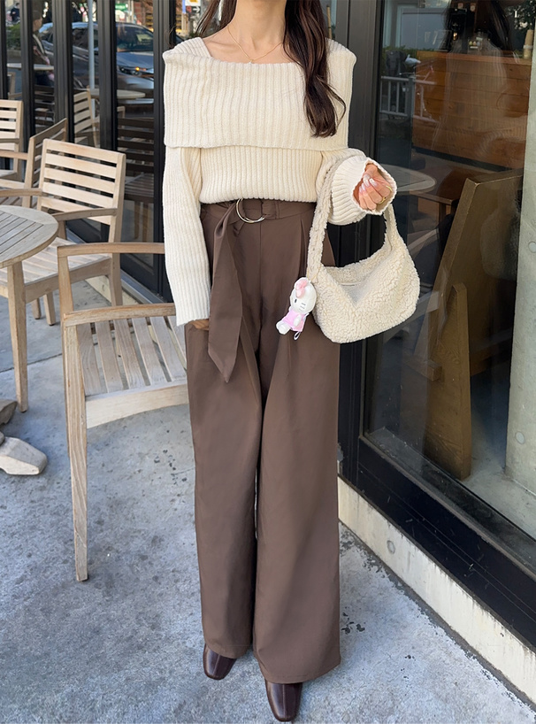 ビッグリングベルト付きワイドパンツ[k8595v] | レディース