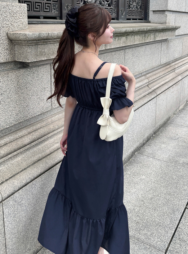 フリルオフショルダーフレアワンピース[tg858] | レディース