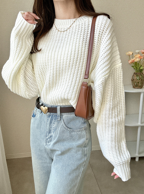 畔編みショート丈ニットトップス[yz654] | レディースファッション通販