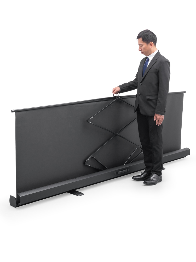 120インチ 自立式スクリーン／16:9／パンタグラフ式／高画質で設置しやすい