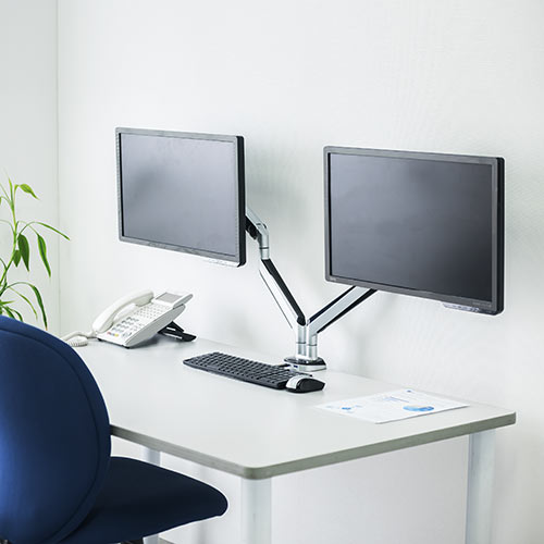 デュアルモニターアーム（2画面・USB3.0ポート×2搭載・水平垂直3関節