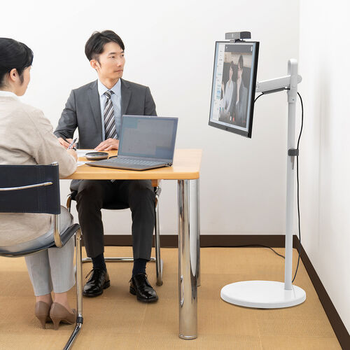 モニタースタンド（床置き・32インチ・キャスター付・ガス圧モニター