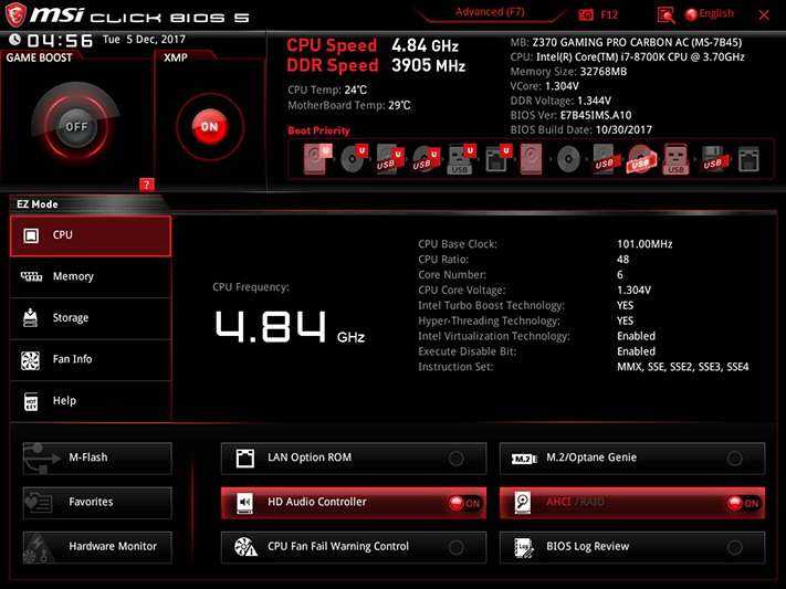 MSI Z370 Gaming Pro Carbon AC Software & Firmware