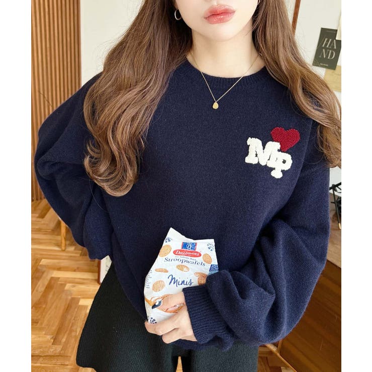 ハートワンポイントロゴニットプルオーバー[品番：ERMW0003960