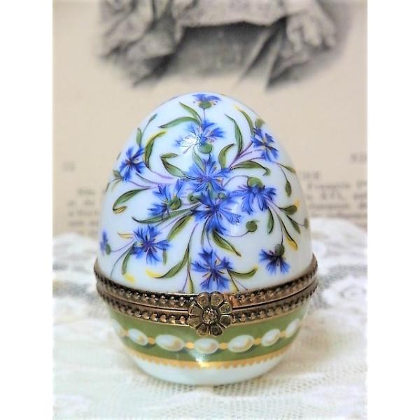 稀少！ロワイヤル・ド・リモージュ 「真珠と矢車菊」 エッグ型のケース