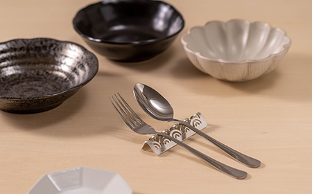 カトラリーレスト - 吉祥紋 - 5ヶ入 能作 錫 セット 箸置き ギフト FAD