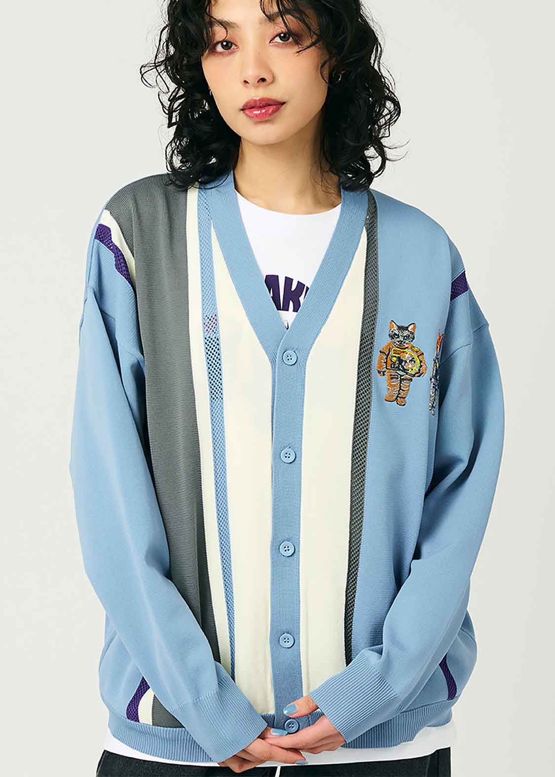 アストロキャット｜メッシュストライプニットカーディガン｜ユニ