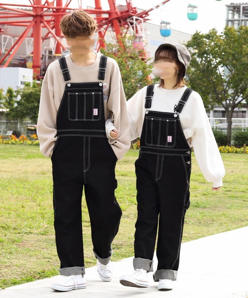 セール】ワッペン付きオーバーオール(ユニセックス)（サロペット