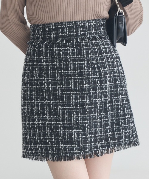 セール】フリンジツイードミニスカート（スカート）｜earth