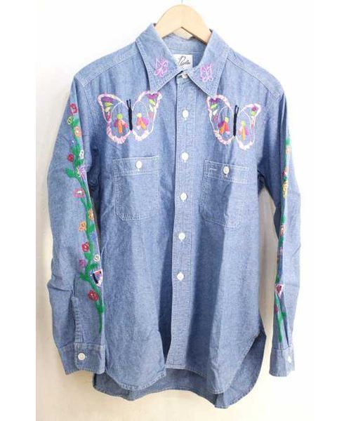 ブランド古着】バタフライ刺繍シャンブレーシャツ（シャツ/ブラウス