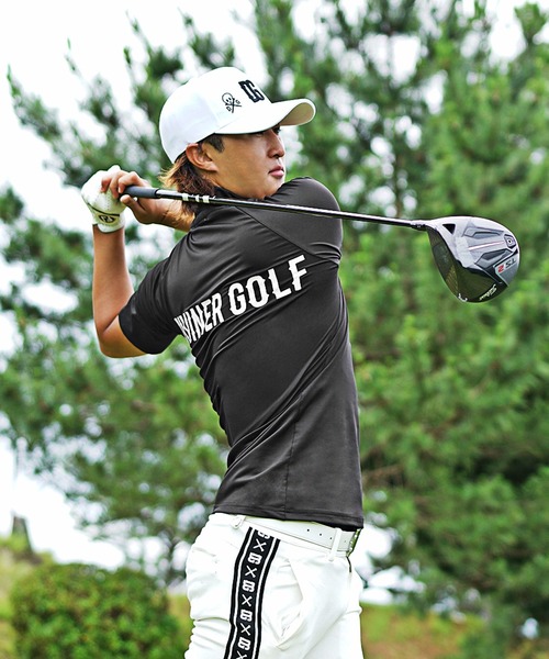 DIVINER GOLF】袖ロゴモックネック半袖Tシャツ メンズ ゴルフウェア