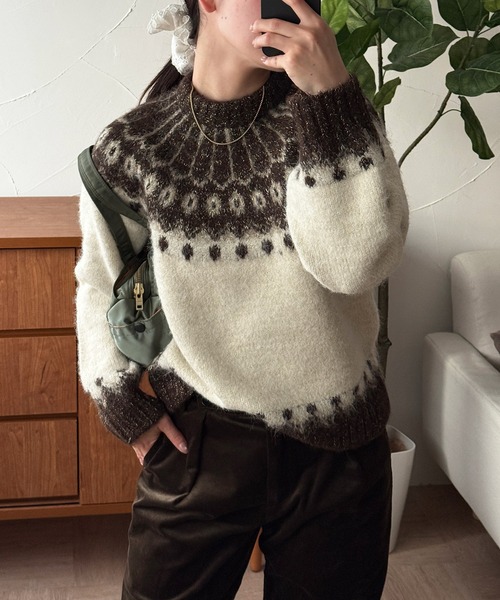 セール】glitter nordic pattern knit / グリッターノルディック柄