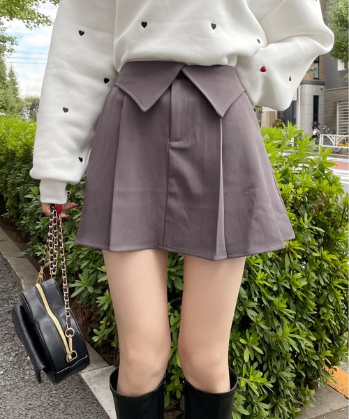 one way（ワンウェイ）の「ウエスト折り返しプリーツミニスカパン