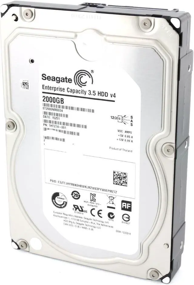 Seagate 2TB Enterprise Hard Disk Drive - 7200 RPM SAS 12Gb/s 128MB