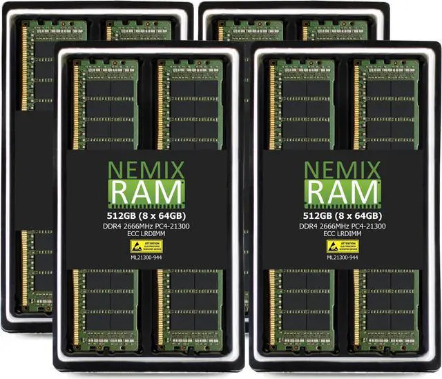NEMIX RAM 512GB (8X64GB) DDR4 2666MHZ PC4-21300 4Rx4 1.2V 288-PIN