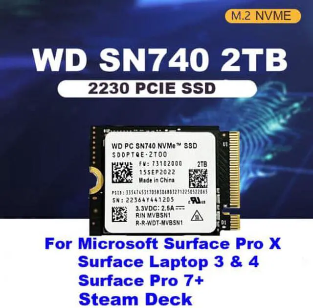 WD SN740 2TB 1TB 512GB SSD NVMe M.2 2230 PCIe Gen 4x4 SSD for
