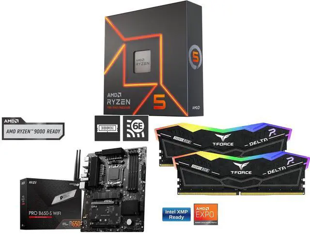 CPU Motherboard Memory Combo - AMD Ryzen 5 7600X Bundle with MSI