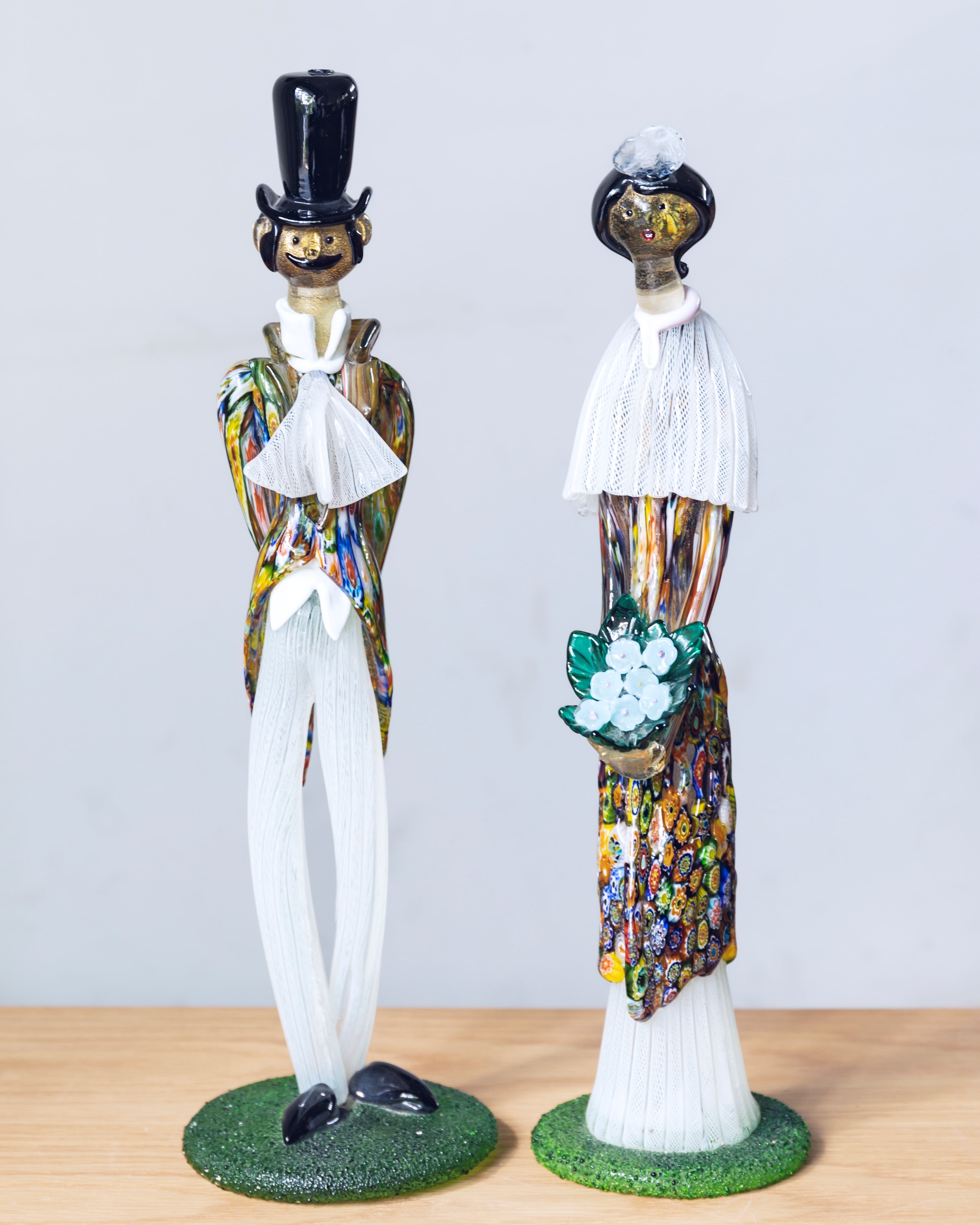 ムラーノガラス（ベネチアングラス）〈オブジェ／置物〉ペア人形「未来