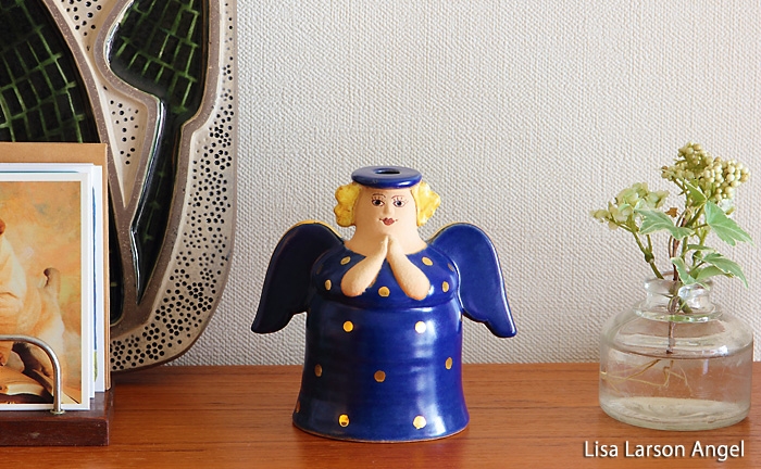 Lisa Larson/リサ・ラーソン/キャンドルホルダー/エンジェル/ブルー