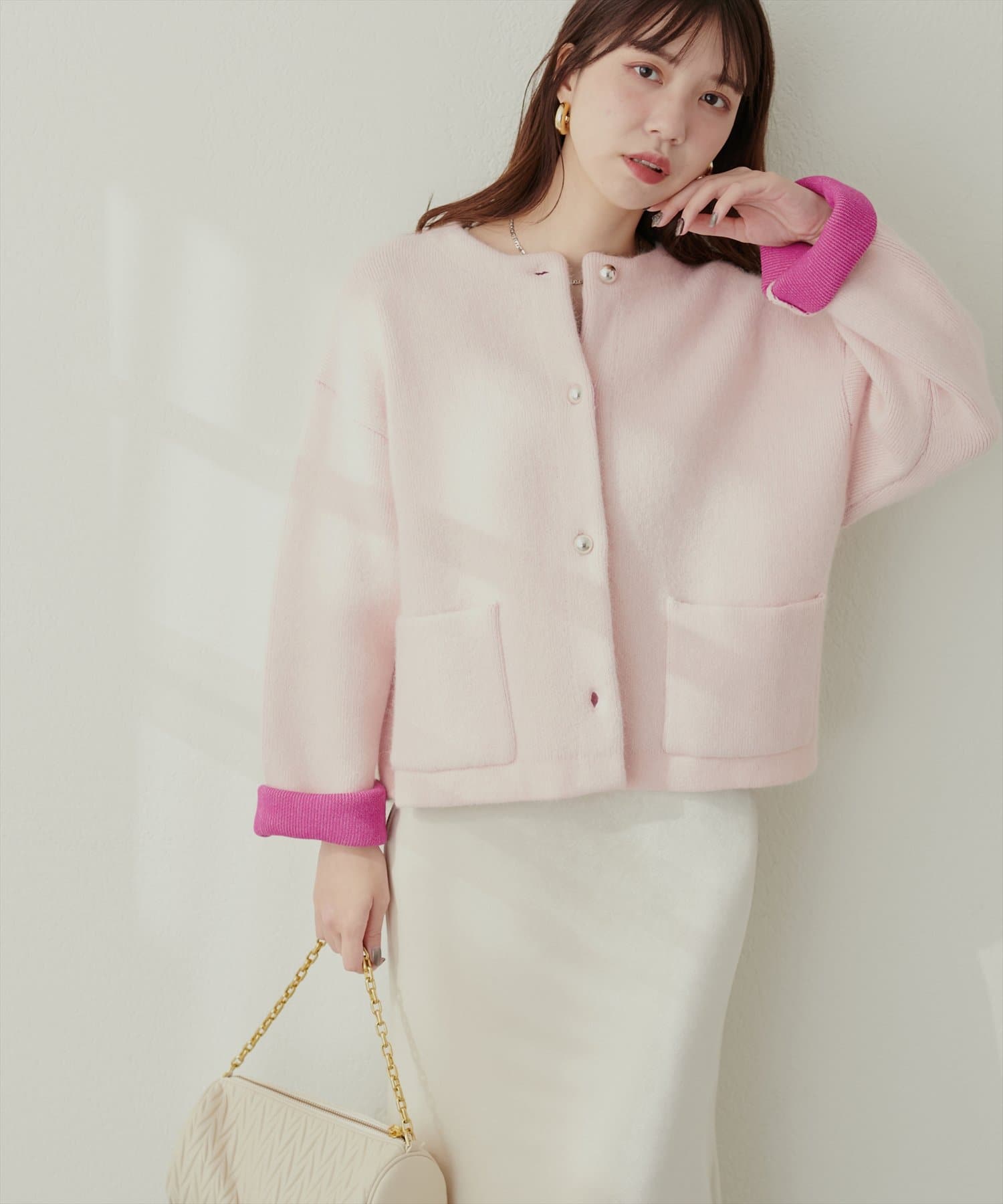 お気に入り総選挙1位！】FOX混プレーティングニットジャケット