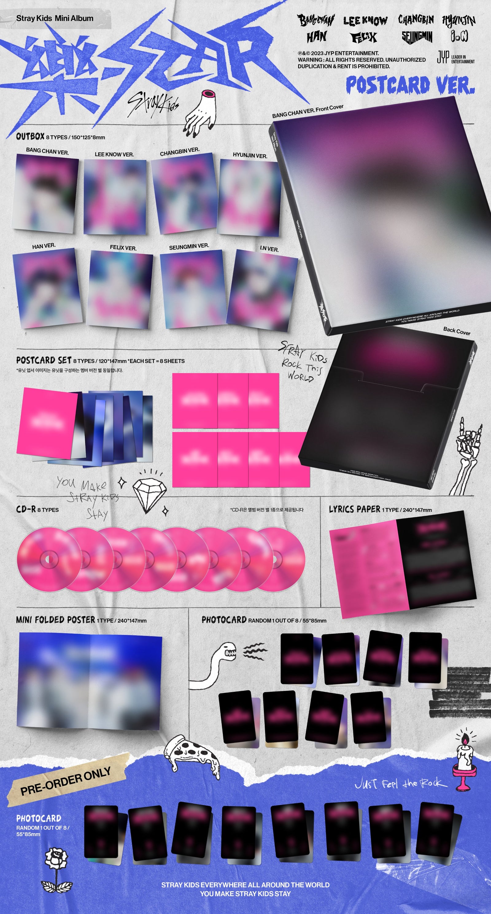 STRAY KIDS - ROCK STAR 8TH MINI ALBUM 樂 POSTCARD VER. | COKODIVE
