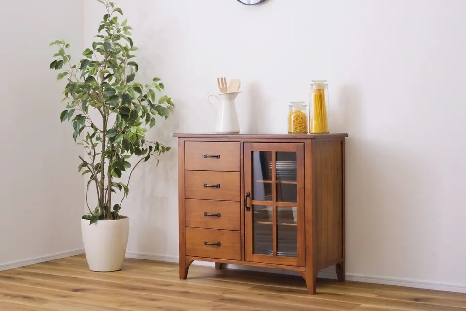 キャビネット [天然木/ガラス扉/引き出し付] | おしゃれな家具