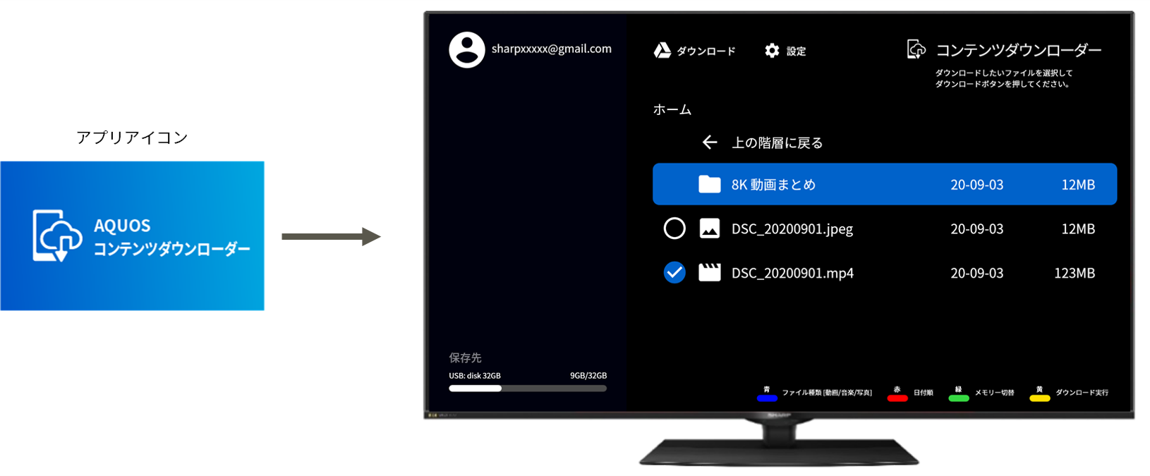 液晶テレビ「AQUOS 8K」向けアプリ 『コンテンツダウンローダー』を
