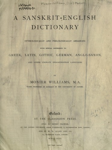 A Sanskrit-English dictionary by Monier Monier-Williams | Open Library