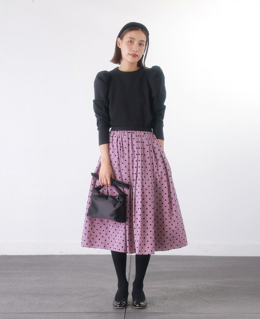 5,500均一】神戸・山の手フロッキードットスカート スモーキーピンク