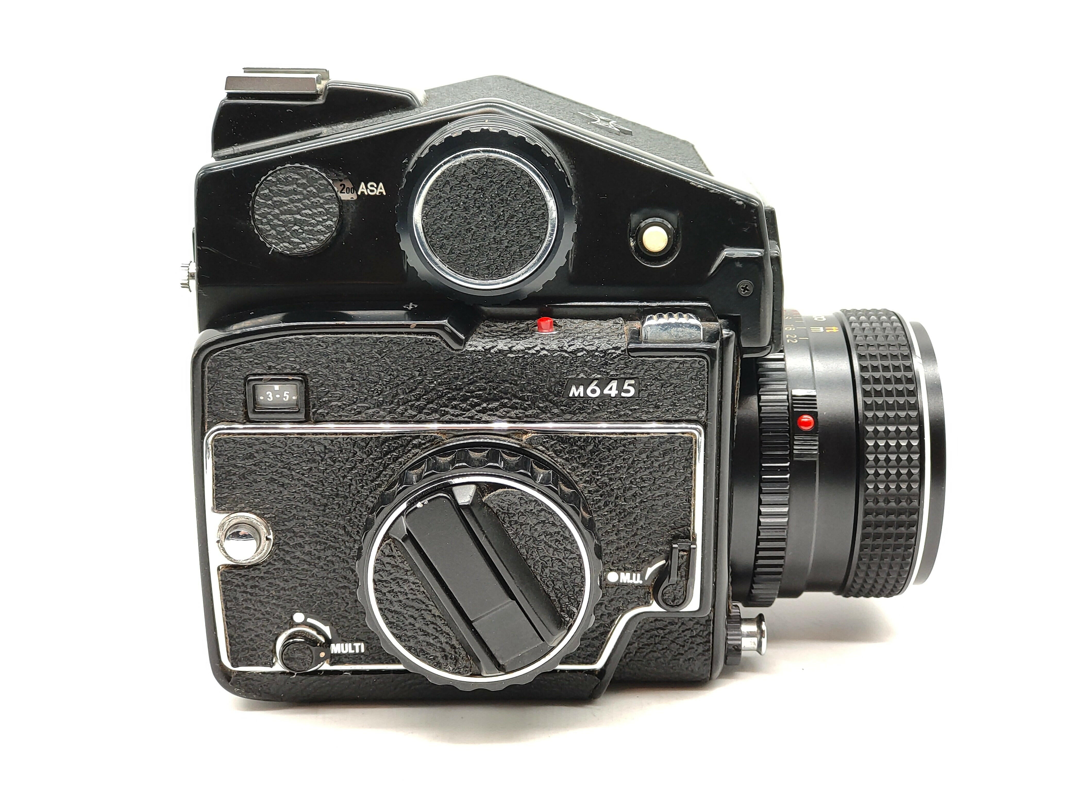 Mamiya 645 medium-format camera with 80mm f/2.8 with choice of