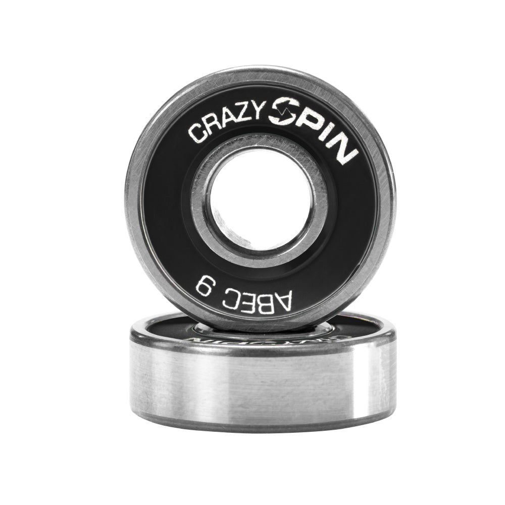 Crazy Skates Spin Black Bearings | Case of 16 | High-Quality Bearings