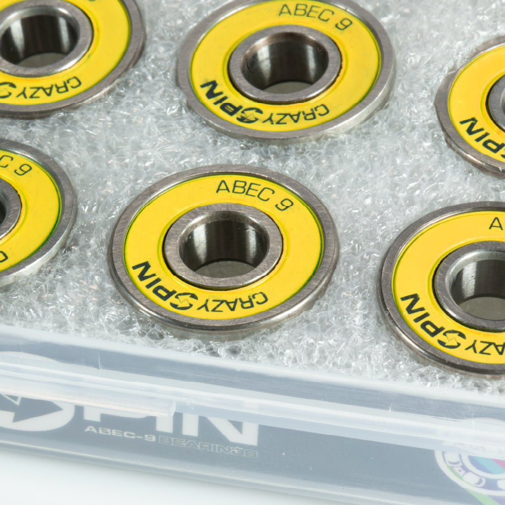 Crazy Skates Spin Yellow Bearings | Case of 16 | High-Quality Bearings
