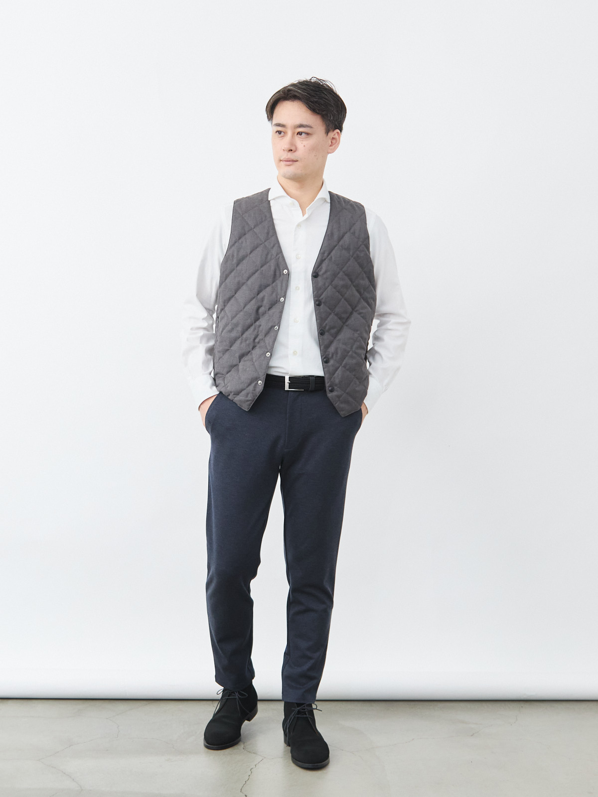 7 Days ダイヤモンドキルティングベスト/ウォッシャブル/グレー