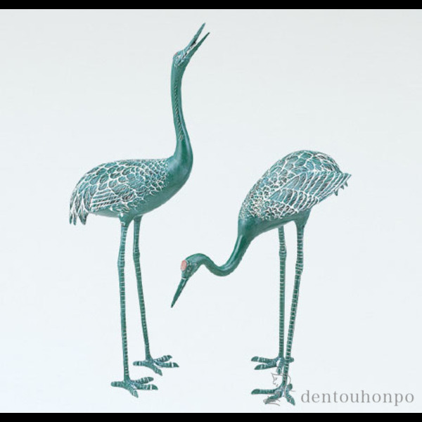 送料無料】 銅製 二羽鶴 30号 / 置物 庭 造園 ガーデン ガーデニング