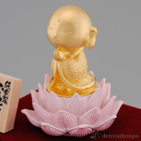 送料無料】 純金製 お地蔵様 おかげさま ガラスケース付き / 光則（金