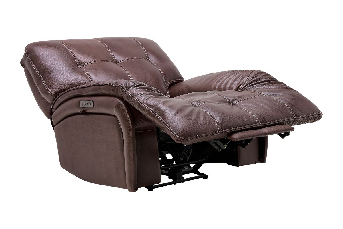 Jaxon Brown Leather Dual Power Recliner at Gardner White