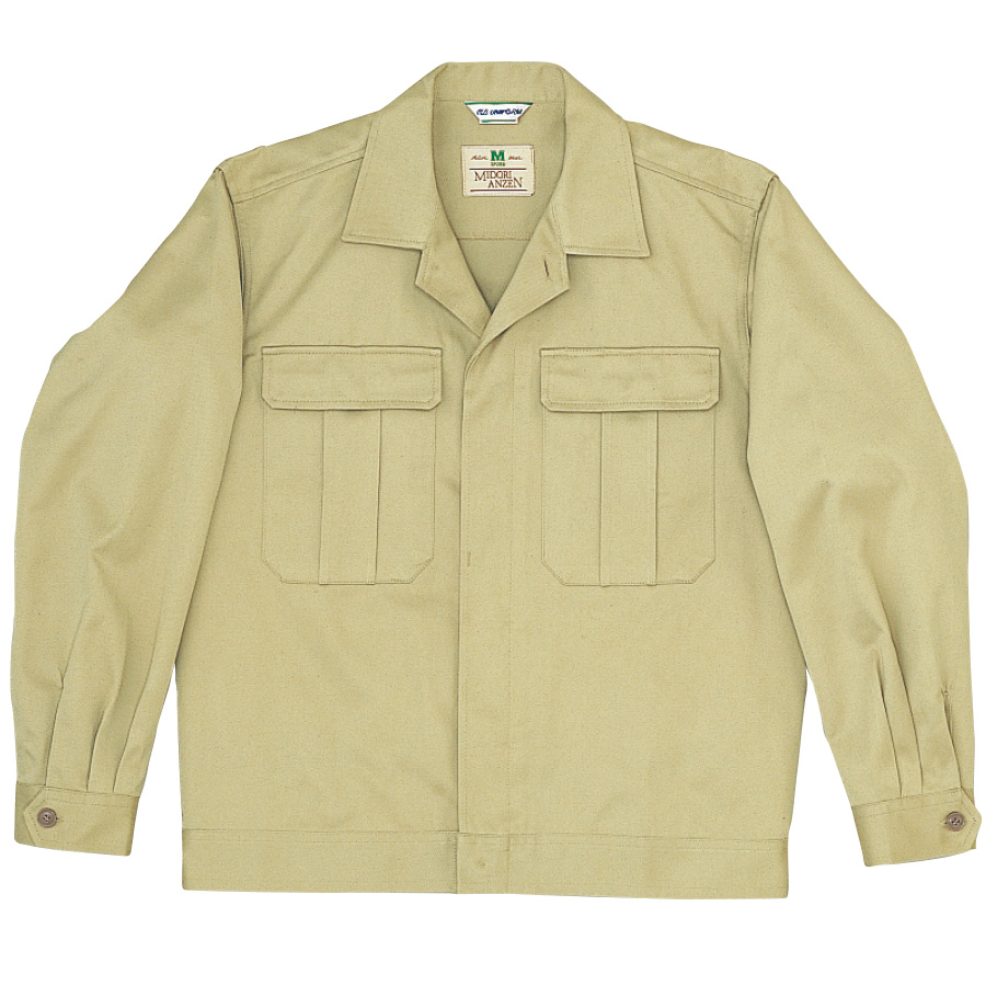 綿2つポケットジャンパー 前ボタン式 M6073上 カーキ| 作業服