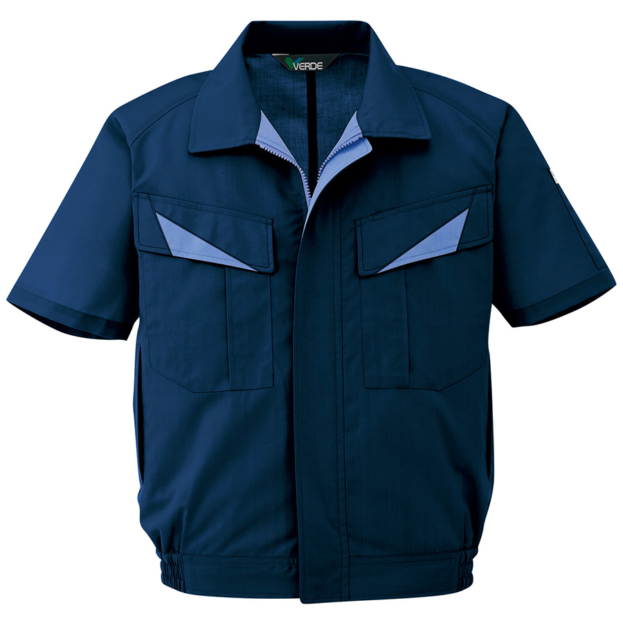 男女ペア半袖ブルゾン GS627 上 ネイビー| 作業服・作業着