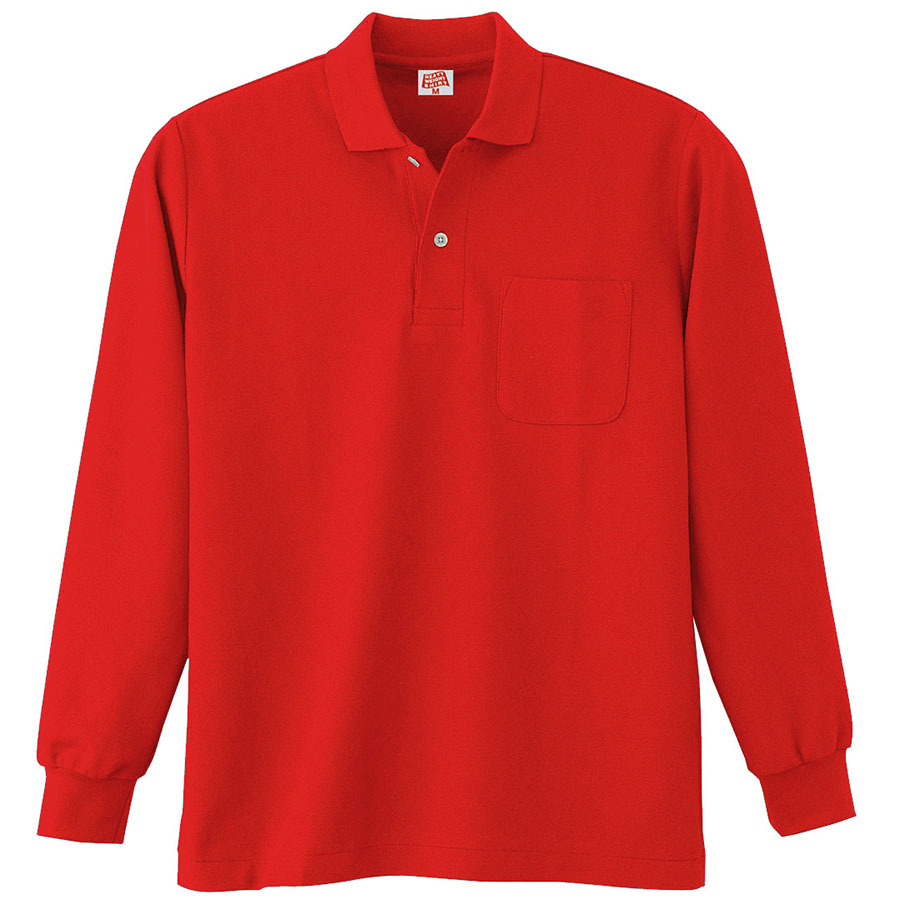 ヘビーウェイト長袖ポロシャツ （ポケット付き） 200 10 レッド