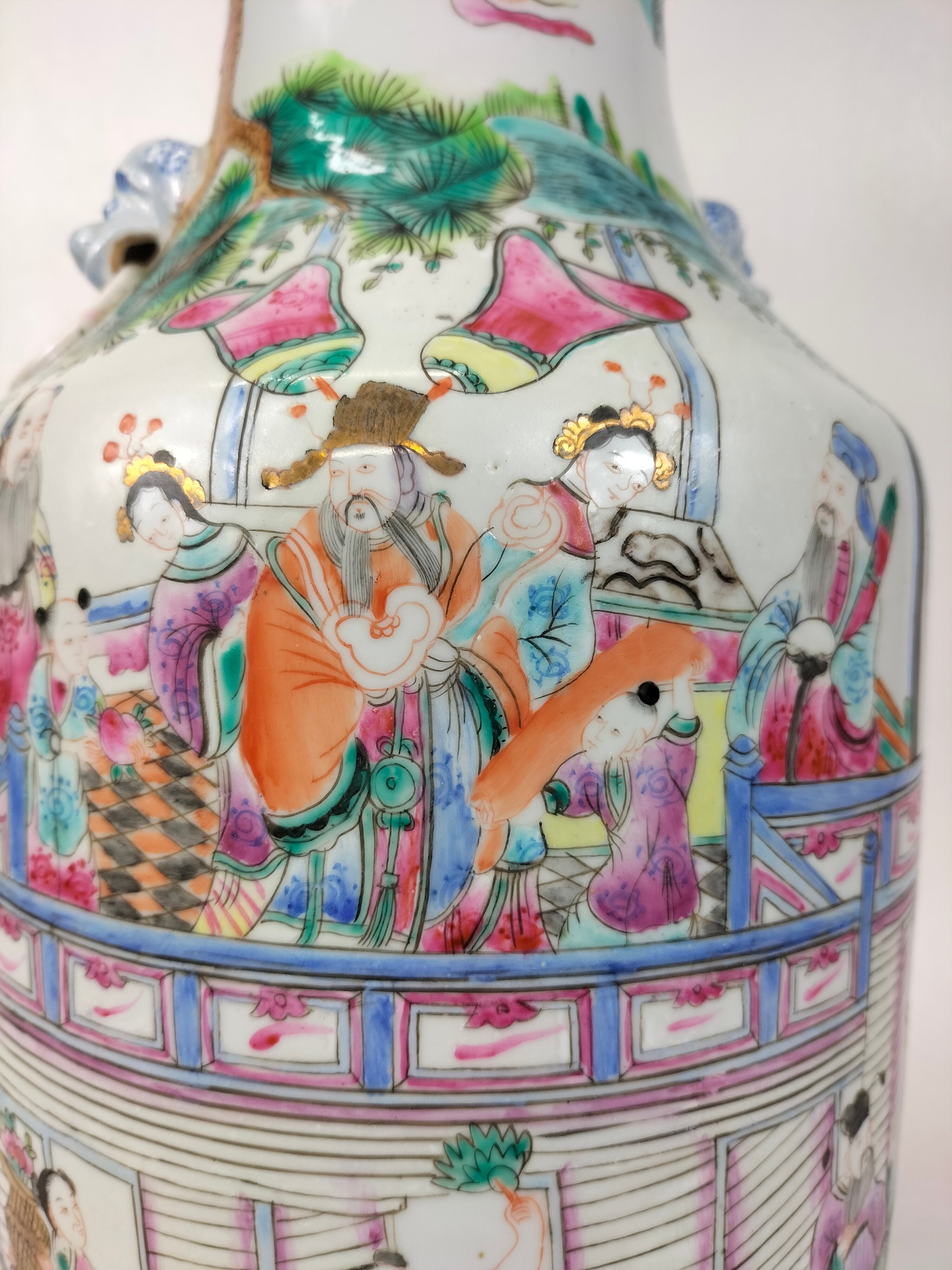 大型中国粉彩花瓶，饰有皇帝和仙人图案// 20 世纪中叶– Diddenantiques